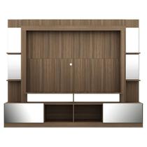 Rack Estante com Painel 65 e Espelho Oslo Madeirado