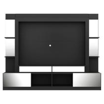 Rack Estante com Painel 65 e Espelho Oslo Preto Fumê Rack Estante com Painel 65 e Espelho Oslo Preto Fumê