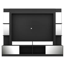 Rack Estante com Painel 65 e Espelho Oslo Preto madeirado Rack Estante com Painel 65 e Espelho Oslo Preto madeirado