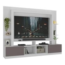 Rack Estante com Painel e Suporte TV 65" e 2 portas Oslo Multimóveis Branco/Lacca Fumê