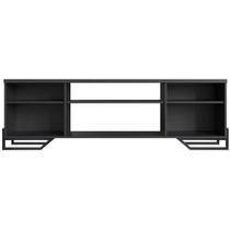 Rack Estante Painel Para Tv 60" 183x40x57cm MDP Telada P1027 Preto Estilo Industrial Placa e Ponto