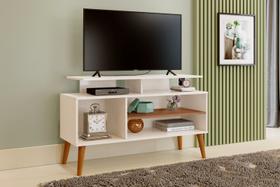 Rack estante sala para tv até 42" lyon off/canela pés palito