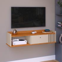Rack Estante Tv de até 42 Polegadas Sala Quarto Florença Funcional Suspenso 1 Porta Nicho Ripado Variação de Cores