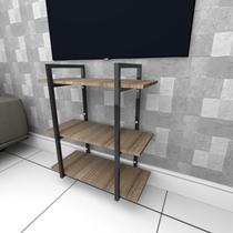 Rack estilo industrial aço cor preto mdf 30cm cor amadeirado escuro modelo ind09aerk