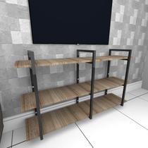 Rack estilo industrial aço cor preto mdf 30cm cor amadeirado escuro modelo ind12aerk