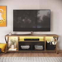 Rack Estilo Industrial para Tv até 60 com Iluminação em Led RGB P1033 Placa e Ponto Mel