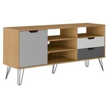 Rack Estocolmo Aparador Bancada Para Tv 60 Carvalho-grafite-branco-prata Rack Estocolmo Aparador Bancada Para Tv 60 Carvalho-grafite-branco-prata