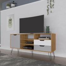 Rack Estocolmo Para Tvs De Até 60" Com Pés De Madeira