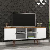 Rack Estrela Branco Acetinado/Cumaru - Patrimar Móveis