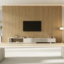Rack Extensível Ripado com Painel TV 86 Polegadas 400x250cm Aruá CabeCasa MadeiraOriginals Marrom/Offwhite Rack Extensível Ripado com Painel TV 86 Polegadas 400x250cm Aruá CabeCasa MadeiraOriginals Marrom/Offwhite