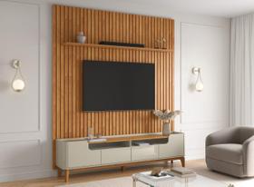 Rack Flip Com Painel Supremo 2.2 4 Portas Tv 85 Polegadas - Off White/Cinamomo