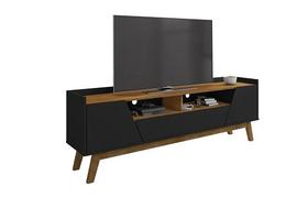 Rack Florença 1.8 Preto Fosco/Naturalle - Bechara Móveis Rack Florença 1.8 Preto Fosco/Naturalle - Bechara Móveis