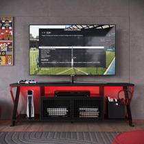 Rack Gamer Tv até 60" c/ Led RGB Preto/Vermelho