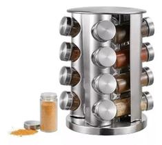 Rack Giratório Aço Inox Giratório 16 Potes Para Especiarias
