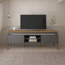 Rack Grafite/carvalho Para Tvs De Até 75" Tampo C/ Bordas Rack Grafite/carvalho Para Tvs De Até 75" Tampo C/ Bordas