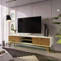 Rack Happy 2 Gavetas e 2 Nichos 185 cm Madeira Taeda/MDF Off White/Garapa