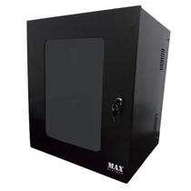 Rack Indoor Max Eletron Parede - 12U - 670mm Preto Com Porta Acrílica - CFTV - Caixa organizadora