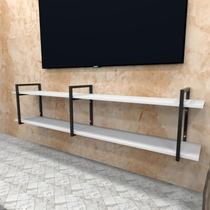 Rack industrial aço cor preto 180x30x40cm (C)x(L)x(A) cor mdf branco modelo ind39brk