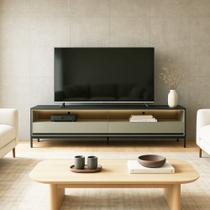 Rack Industrial Fusion para TV até 65 Polegadas 2 Gavetas 180cm com Iluminação em Led - Olivar Móveis