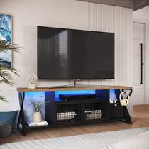 Rack Industrial para TV até 60 Polegadas com LED 160cm Colorido Preto/Mel