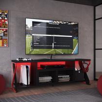 Rack Industrial para TV até 60 Polegadas com LED 160cm Gamer P1033 Vermelho/Preto