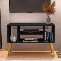 Rack Intense 4 Nichos P/ Tv 40 Polegadas Pés Retrô Sala/ Escritório Preto