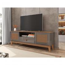 Rack Jade 1,60m C- 2 Portas Gaveteiro E Nicho Central Cinza Perola-noce