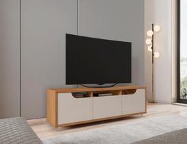 Rack Jersey 160cm c/ Gaveta 2 Portas e Prateleiras p/ itens Sala de Estar Cedro Off White