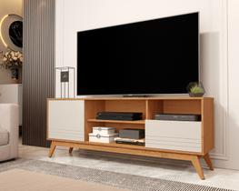Rack Kairo 160cm 2 Portas Para TV até 65 Polegadas Pés em Madeira Nature com OffWhite - Rede Móveis