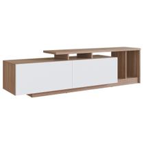 Rack Linea para TV até 50 Polegadas com 2 Portas Basculantes e Nichos B91 Montana Branco Emovell Rack Linea para TV até 50 Polegadas com 2 Portas Basculantes e Nichos B91 Montana Branco Emovell