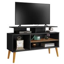 Rack Lyon Carmolar p/Tv 42 Pés Madeira Estilo Retrô Cor Preto Canela