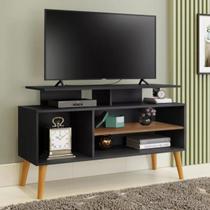 Rack Lyon Pés em Madeira Prateleiras Moderno Para TV Ate 42 Polegadas