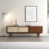 Rack Madeira 175 cm Retrô 2 Gavetas TV 75 Castanho Simona