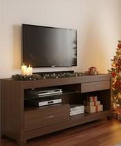 Rack Madeira Maciça Rústico Gramado 140cm Castanho Montado para TV e Decoração