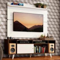 Rack Madesa Cancun com Pés e Painel para TV até 65 Polegadas - Rustic/Branco 6E09