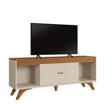 Rack Madrid 2 Portas Detalhe Ripado - Mavaular Off White/naturale