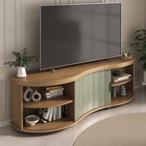Rack Magnum p/ TV até 75" com Porta Ripada Carvalho/Off White-Menta - Artely