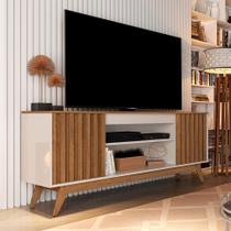 Rack Malibu 2 PT Off White e Freijó 160 cm Rack Malibu 2 PT Off White e Freijó 160 cm