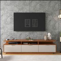 Rack Marrocos para TV até 75 polegadas 3 Porta Basculantes e Rodízios Jequitibá/Off White - Lukaliam