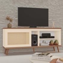 Rack Marselha 100 MDF 1 Porta 3 Nichos e Pés Estilo Retrô