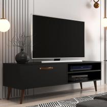 Rack Miami Home Theater TV Até 55 Polegadas 125 cm 1 Porta 1 Prateleira Sala de Estar Preto