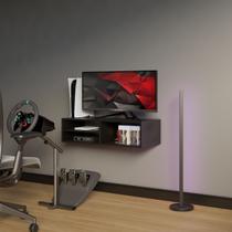 Rack Minimalista Preto para TV Com Design Multifuncional e Nichos