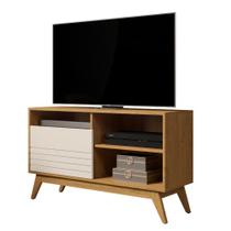 Rack Moderno 1.08m TV 42 Polegadas Nichos Decorativos Pés Retrô Bancada Sala Quarto Pequeno Fênix Wood Cumaru/Off White - RPM Rack Moderno 1.08m TV 42 Polegadas Nichos Decorativos Pés Retrô Bancada Sala Quarto Pequeno Fênix Wood Cumaru/Off White - RPM