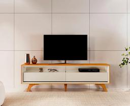 Rack Moderno 2 gavetas com LED 1,80m - Viena-Naturale/Off White - Mavaular Móveis
