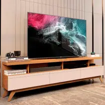 Rack Moderno Até 70 Pol 3 Gavetas E Pés Em Madeira Nature Off White Nature/off White Rack Moderno Até 70 Pol 3 Gavetas E Pés Em Madeira Nature Off White Nature/off White