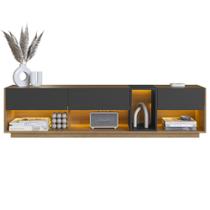 Rack Moderno Com LED 03 Gavetas 180cm Mel Grafite PRODDY