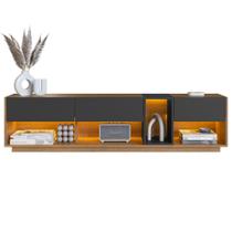 Rack Moderno Com LED 03 Gavetas 180cm Mel Grafite PRODDY