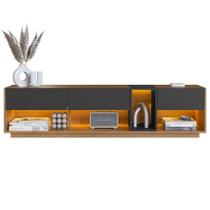 Rack Moderno Com Led 03 Gavetasavetas 180cm Mel Grafite Proddy Rack Moderno Com Led 03 Gavetasavetas 180cm Mel Grafite Proddy