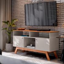 Rack Moderno Off White Com Portas de Madeira 140 cm ENTREGA IMEDIATA