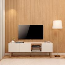 Rack Moderno para TV até 50 Polegadas MDF 136cm Pés em Madeira Maciça Moderno com Nichos